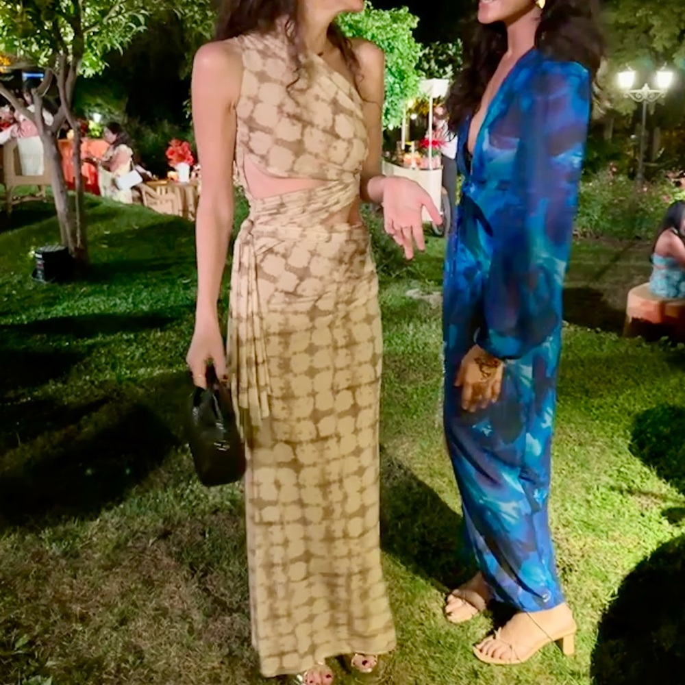 ASOS One Shoulder Tan Tie-Dye Dress